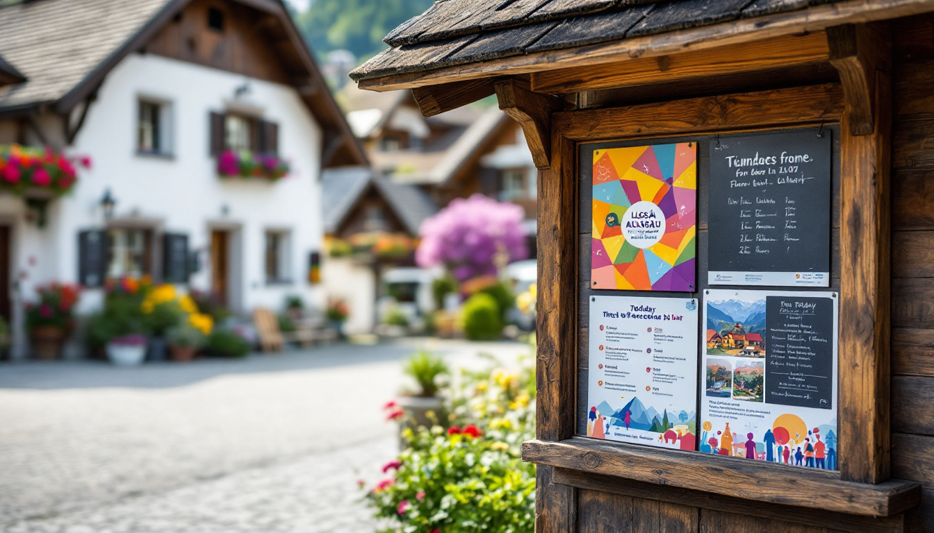 Aushang mit Veranstaltungen im Ostallgäu heute an einer Tourist-Information